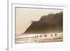 Surfers surfing on a beach at sunset, Nosara, Guanacaste Province, Pacific Coast, Costa Rica-Matthew Williams-Ellis-Framed Photographic Print