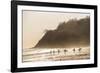 Surfers surfing on a beach at sunset, Nosara, Guanacaste Province, Pacific Coast, Costa Rica-Matthew Williams-Ellis-Framed Photographic Print