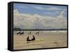 Surfers with Boards on Perranporth Beach, Cornwall, England-Simon Montgomery-Framed Stretched Canvas