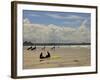 Surfers with Boards on Perranporth Beach, Cornwall, England-Simon Montgomery-Framed Photographic Print