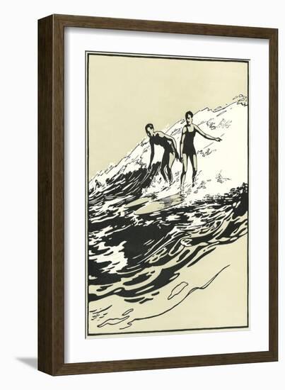Surfers-null-Framed Art Print
