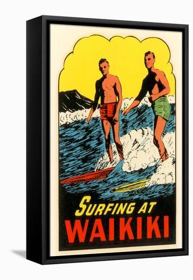 Surfing at Waikiki, Hawaii-null-Framed Stretched Canvas