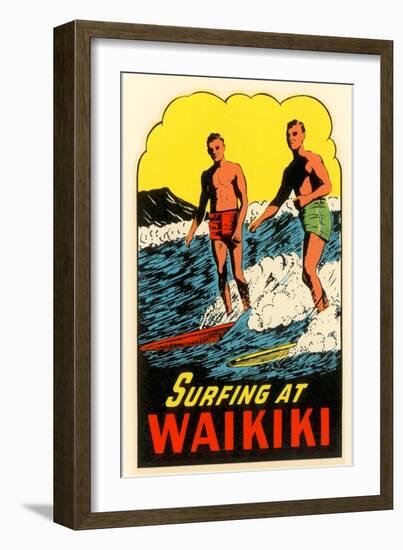 Surfing at Waikiki, Hawaii-null-Framed Art Print