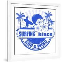 Surfing Beach Stamp-radubalint-Framed Art Print