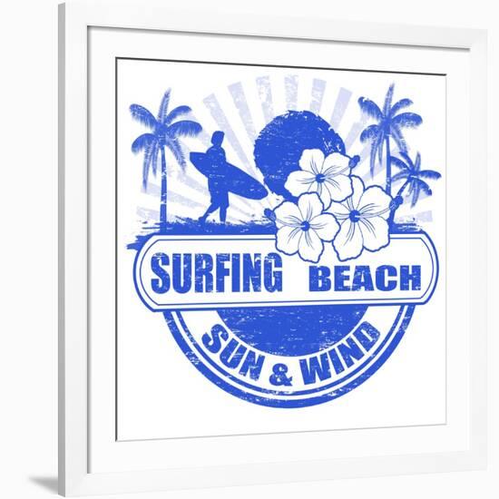 Surfing Beach Stamp-radubalint-Framed Art Print