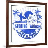 Surfing Beach Stamp-radubalint-Framed Art Print