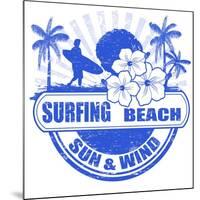 Surfing Beach Stamp-radubalint-Mounted Art Print