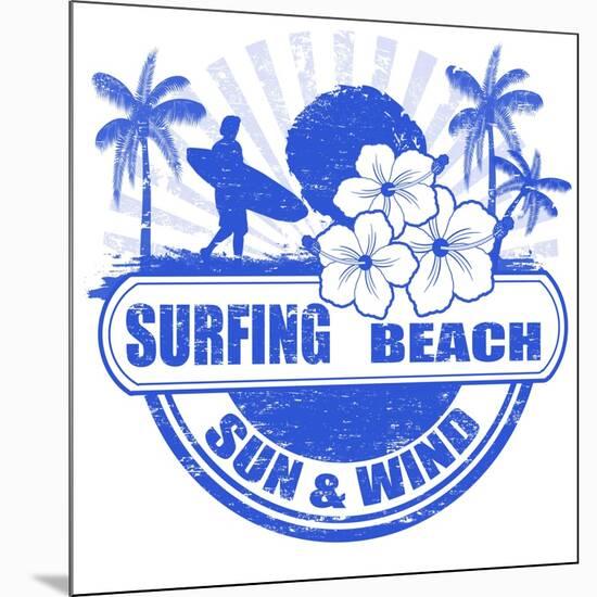 Surfing Beach Stamp-radubalint-Mounted Art Print