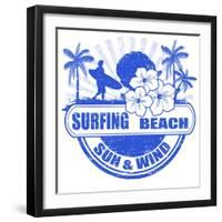 Surfing Beach Stamp-radubalint-Framed Art Print