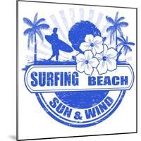 Surfing Beach Stamp-radubalint-Mounted Art Print