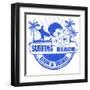 Surfing Beach Stamp-radubalint-Framed Art Print