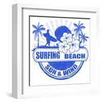 Surfing Beach Stamp-radubalint-Framed Art Print