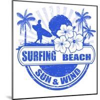 Surfing Beach Stamp-radubalint-Mounted Art Print