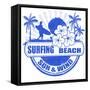 Surfing Beach Stamp-radubalint-Framed Stretched Canvas