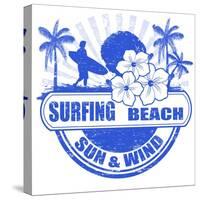 Surfing Beach Stamp-radubalint-Stretched Canvas