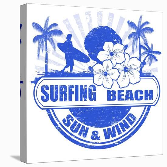 Surfing Beach Stamp-radubalint-Stretched Canvas