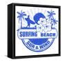 Surfing Beach Stamp-radubalint-Framed Stretched Canvas