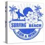 Surfing Beach Stamp-radubalint-Stretched Canvas