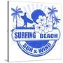 Surfing Beach Stamp-radubalint-Stretched Canvas