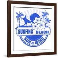 Surfing Beach Stamp-radubalint-Framed Art Print