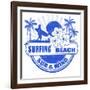 Surfing Beach Stamp-radubalint-Framed Art Print