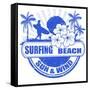 Surfing Beach Stamp-radubalint-Framed Stretched Canvas