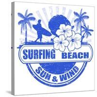 Surfing Beach Stamp-radubalint-Stretched Canvas