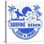 Surfing Beach Stamp-radubalint-Stretched Canvas