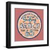 Surfing Beach Vintage Label-null-Framed Art Print