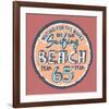 Surfing Beach Vintage Label-null-Framed Art Print