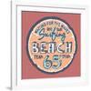 Surfing Beach Vintage Label-null-Framed Art Print