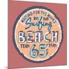 Surfing Beach Vintage Label-null-Mounted Art Print