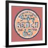 Surfing Beach Vintage Label-null-Framed Art Print