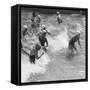 Surfing Girls-null-Framed Stretched Canvas