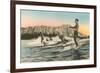 Surfing in Hawaii by Diamond Head-null-Framed Art Print