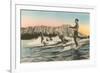 Surfing in Hawaii by Diamond Head-null-Framed Premium Giclee Print