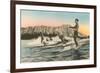 Surfing in Hawaii by Diamond Head-null-Framed Premium Giclee Print