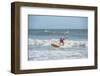 Surfing Santas, Cocoa Beach, Florida, USA-Lisa Engelbrecht-Framed Photographic Print