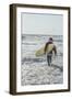 Surfing Santas, surfboards, Cocoa Beach, Florida, USA-Jim Engelbrecht-Framed Photographic Print