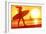 Surfing Surfer Woman Babe Beach Fun at Sunset. Girl Walking in Sunshine in Warm Evening Sun Holding-Maridav-Framed Photographic Print