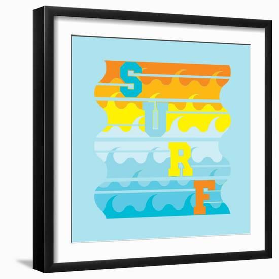 Surfing T-Shirts, Miami Beach, Florida, Typography, Graphic Design, Emblem-Dream_master-Framed Art Print