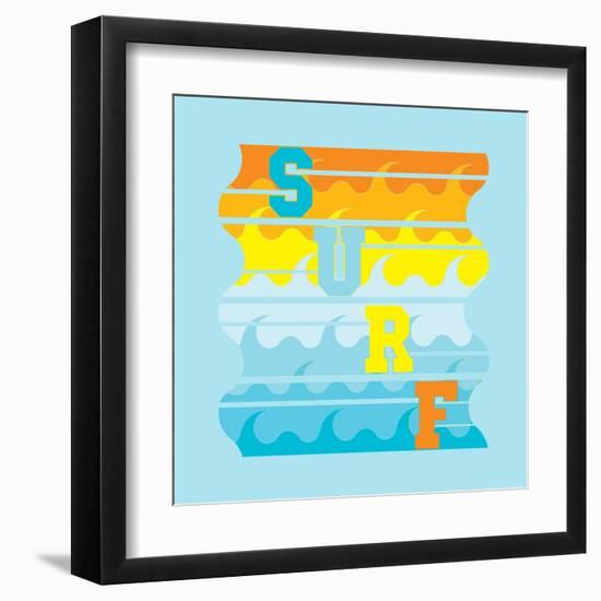 Surfing T-Shirts, Miami Beach, Florida, Typography, Graphic Design, Emblem-Dream_master-Framed Art Print