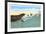 Surfing with Cliffs in Background-null-Framed Premium Giclee Print