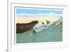 Surfing with Cliffs in Background-null-Framed Art Print