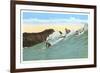 Surfing with Cliffs in Background-null-Framed Art Print