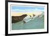 Surfing with Cliffs in Background-null-Framed Art Print