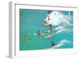 Surfing with Long Boards-null-Framed Art Print