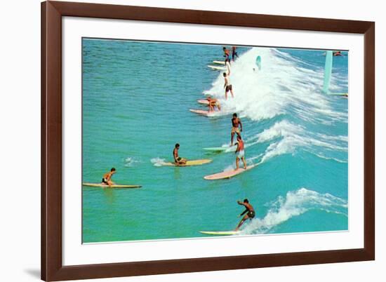 Surfing with Long Boards-null-Framed Art Print