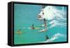 Surfing with Long Boards-null-Framed Stretched Canvas