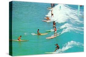 Surfing with Long Boards-null-Stretched Canvas